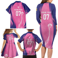 Barbados Cricket Custom Family Matching Long Sleeve Bodycon Dress and Hawaiian Shirt Royal Champions - Tropical Vibes - Wonder Print Shop