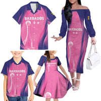 Barbados Cricket Custom Family Matching Off The Shoulder Long Sleeve Dress and Hawaiian Shirt Royal Champions - Tropical Vibes - Wonder Print Shop