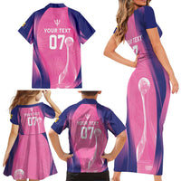 Barbados Cricket Custom Family Matching Short Sleeve Bodycon Dress and Hawaiian Shirt Royal Champions - Tropical Vibes - Wonder Print Shop