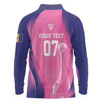 Barbados Cricket Custom Long Sleeve Polo Shirt Royal Champions - Tropical Vibes - Wonder Print Shop