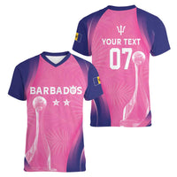 Barbados Cricket Custom Women V-Neck T-Shirt Royal Champions - Tropical Vibes - Wonder Print Shop