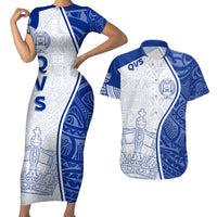 Personalised Queen Victoria School Couples Matching Short Sleeve Bodycon Dress and Hawaiian Shirt QVS Old Boys LT7 - Wonder Print Shop