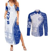 Personalised Queen Victoria School Couples Matching Summer Maxi Dress and Long Sleeve Button Shirts QVS Old Boys LT7 - Wonder Print Shop