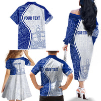 Personalised Queen Victoria School Family Matching Off Shoulder Long Sleeve Dress and Hawaiian Shirt QVS Old Boys - Wonder Print Shop