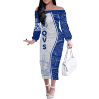 Personalised Queen Victoria School Family Matching Off Shoulder Long Sleeve Dress and Hawaiian Shirt QVS Old Boys - Wonder Print Shop