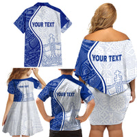 Personalised Queen Victoria School Family Matching Off Shoulder Short Dress and Hawaiian Shirt QVS Old Boys LT7 - Wonder Print Shop