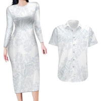 Samoa White Sunday Couples Matching Long Sleeve Bodycon Dress and Hawaiian Shirt Hibiscus Special LT7 - Wonder Print Shop