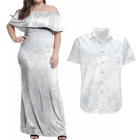 Samoa White Sunday Couples Matching Off Shoulder Maxi Dress and Hawaiian Shirt Hibiscus Special LT7 - Wonder Print Shop