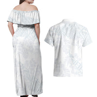 Samoa White Sunday Couples Matching Off Shoulder Maxi Dress and Hawaiian Shirt Hibiscus Special LT7 - Wonder Print Shop