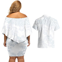 Samoa White Sunday Couples Matching Off Shoulder Short Dress and Hawaiian Shirt Hibiscus Special LT7 - Wonder Print Shop
