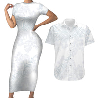 Samoa White Sunday Couples Matching Short Sleeve Bodycon Dress and Hawaiian Shirt Hibiscus Special LT7 - Wonder Print Shop