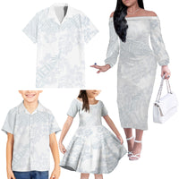 Samoa White Sunday Family Matching Off Shoulder Long Sleeve Dress and Hawaiian Shirt Hibiscus Special - Wonder Print Shop