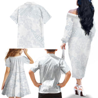 Samoa White Sunday Family Matching Off Shoulder Long Sleeve Dress and Hawaiian Shirt Hibiscus Special - Wonder Print Shop