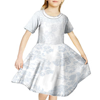 Samoa White Sunday Kid Short Sleeve Dress Hibiscus Special - Wonder Print Shop