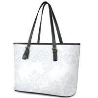 Samoa White Sunday Leather Tote Bag Hibiscus Special - Wonder Print Shop