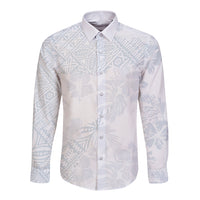 Samoa White Sunday Long Sleeve Button Shirt Hibiscus Special - Wonder Print Shop