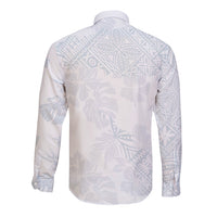 Samoa White Sunday Long Sleeve Button Shirt Hibiscus Special - Wonder Print Shop