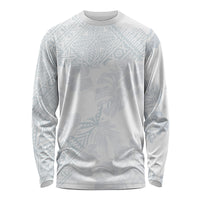 Samoa White Sunday Long Sleeve Shirt Hibiscus Special - Wonder Print Shop