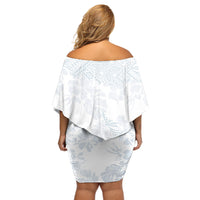 Samoa White Sunday Off Shoulder Short Dress Hibiscus Special - Wonder Print Shop