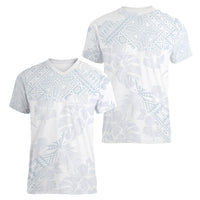 Samoa White Sunday Women V Neck T Shirt Hibiscus Special - Wonder Print Shop