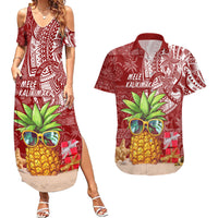 Mele Kalikimaka Hawaii Christmas Couples Matching Summer Maxi Dress and Hawaiian Shirt Pineapple Party LT7 - Wonder Print Shop