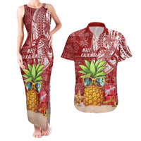 Mele Kalikimaka Hawaii Christmas Couples Matching Tank Maxi Dress and Hawaiian Shirt Pineapple Party LT7 - Wonder Print Shop