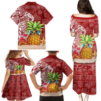 Mele Kalikimaka Hawaii Christmas Family Matching Puletasi Dress and Hawaiian Shirt Pineapple Party - Wonder Print Shop
