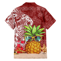 Mele Kalikimaka Hawaii Christmas Family Matching Short Sleeve Bodycon Dress and Hawaiian Shirt Pineapple Party - Wonder Print Shop
