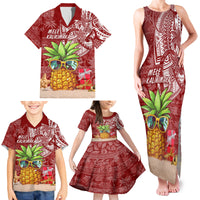 Mele Kalikimaka Hawaii Christmas Family Matching Tank Maxi Dress and Hawaiian Shirt Pineapple Party - Wonder Print Shop