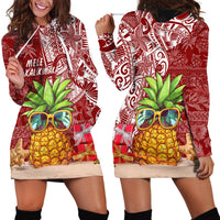 Mele Kalikimaka Hawaii Christmas Hoodie Dress Pineapple Party - Wonder Print Shop
