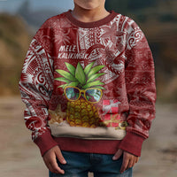 Mele Kalikimaka Hawaii Christmas Kid Ugly Christmas Sweater Pineapple Party - Wonder Print Shop