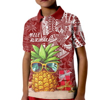 Mele Kalikimaka Hawaii Christmas Kid Polo Shirt Pineapple Party - Wonder Print Shop