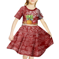 Mele Kalikimaka Hawaii Christmas Kid Short Sleeve Dress Pineapple Party - Wonder Print Shop