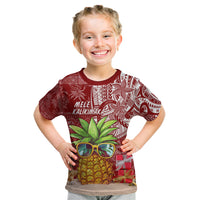 Mele Kalikimaka Hawaii Christmas Kid T Shirt Pineapple Party - Wonder Print Shop