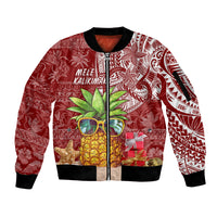 Mele Kalikimaka Hawaii Christmas Sleeve Zip Bomber Jacket Pineapple Party - Wonder Print Shop