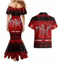 Christmas Couples Matching Mermaid Dress and Hawaiian Shirt Jolly Skull Merry Creepmas LT7 - Wonder Print Shop