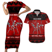 Christmas Couples Matching Short Sleeve Bodycon Dress and Hawaiian Shirt Jolly Skull Merry Creepmas LT7 - Wonder Print Shop