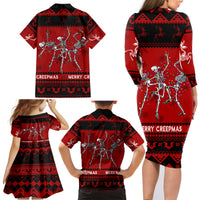 Christmas Family Matching Long Sleeve Bodycon Dress and Hawaiian Shirt Jolly Skull Merry Creepmas LT7 - Wonder Print Shop