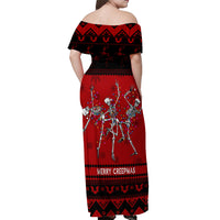 Christmas Off Shoulder Maxi Dress Jolly Skull Merry Creepmas - Wonder Print Shop