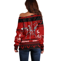 Christmas Off Shoulder Sweater Jolly Skull Merry Creepmas - Wonder Print Shop