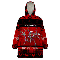 Christmas Wearable Blanket Hoodie Jolly Skull Merry Creepmas - Wonder Print Shop