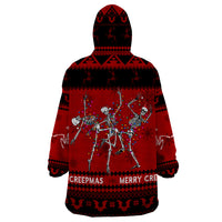 Christmas Wearable Blanket Hoodie Jolly Skull Merry Creepmas - Wonder Print Shop