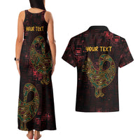 Africa Adinkra Symbol Couples Matching Tank Maxi Dress and Hawaiian Shirt Sankofa Bird - Cosmic Red LT7 - Wonder Print Shop