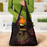 Africa Adinkra Symbol Grocery Bag Sankofa Bird - Cosmic Red