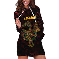 Africa Adinkra Symbol Hoodie Dress Sankofa Bird - Cosmic Red - Wonder Print Shop
