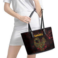 Africa Adinkra Symbol Leather Tote Bag Sankofa Bird - Cosmic Red - Wonder Print Shop