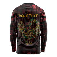 Africa Adinkra Symbol Long Sleeve Shirt Sankofa Bird - Cosmic Red - Wonder Print Shop