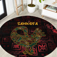 Africa Adinkra Symbol Round Carpet Sankofa Bird - Cosmic Red