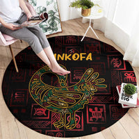 Africa Adinkra Symbol Round Carpet Sankofa Bird - Cosmic Red