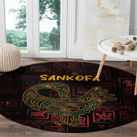 Africa Adinkra Symbol Round Carpet Sankofa Bird - Cosmic Red